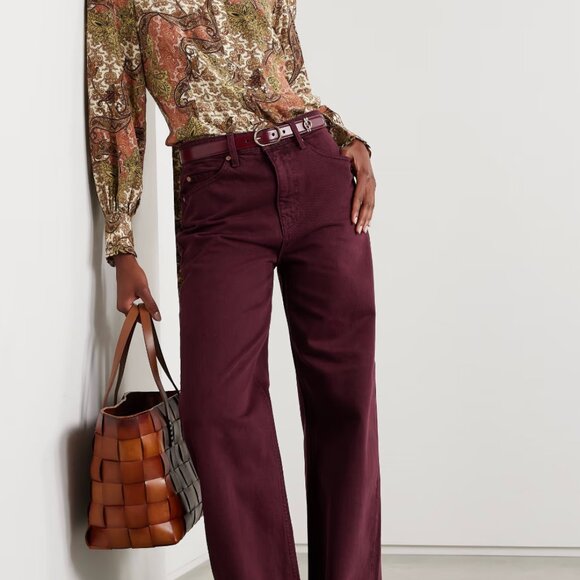 Ulla Johnson Wide-Leg High-Rise Jeans – Size 31 (Burgundy) - Picture 1 of 4
